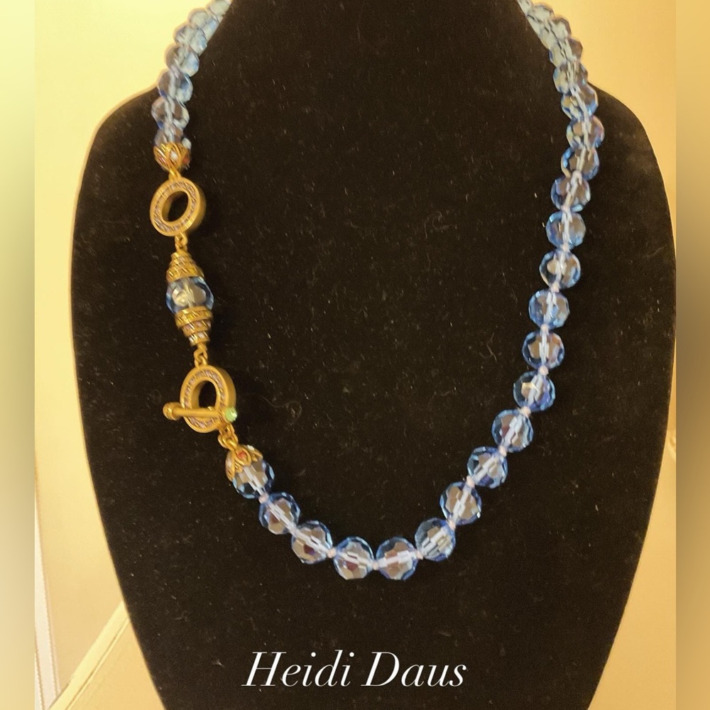 #44 Heidi Daus Faceted Blue Crystal Bead Necklace
